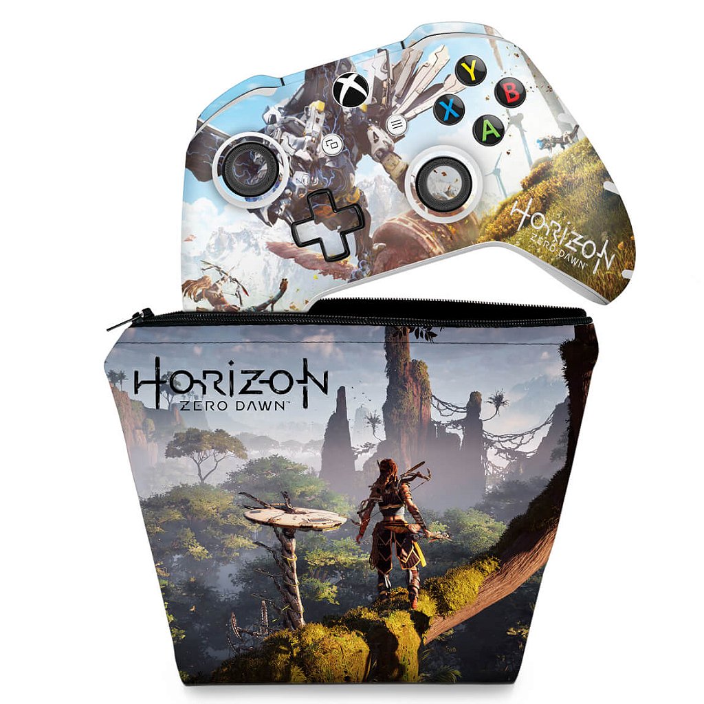 KIT Capa Case e Skin Xbox One Fat Controle Horizon Zero Dawn