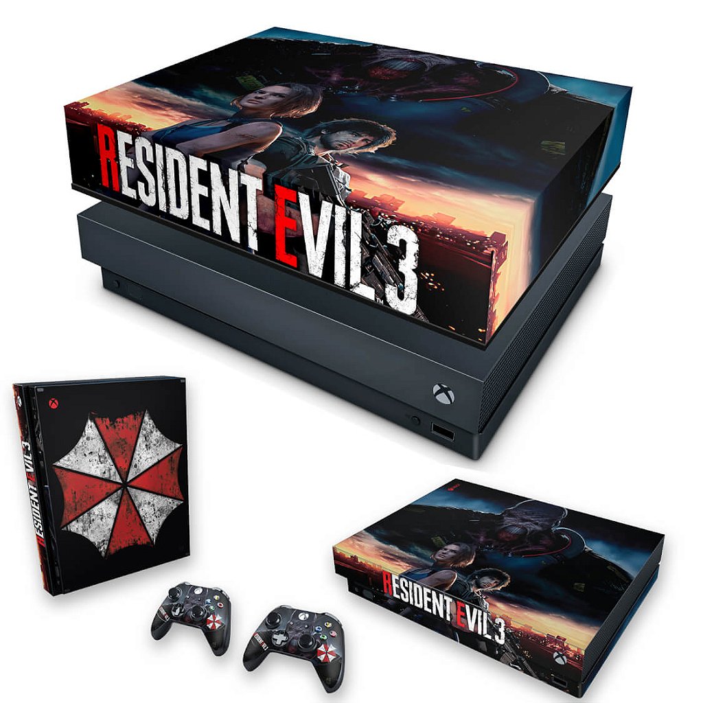 Capa Case e Skin Compatível Xbox One Fat Controle - Resident Evil