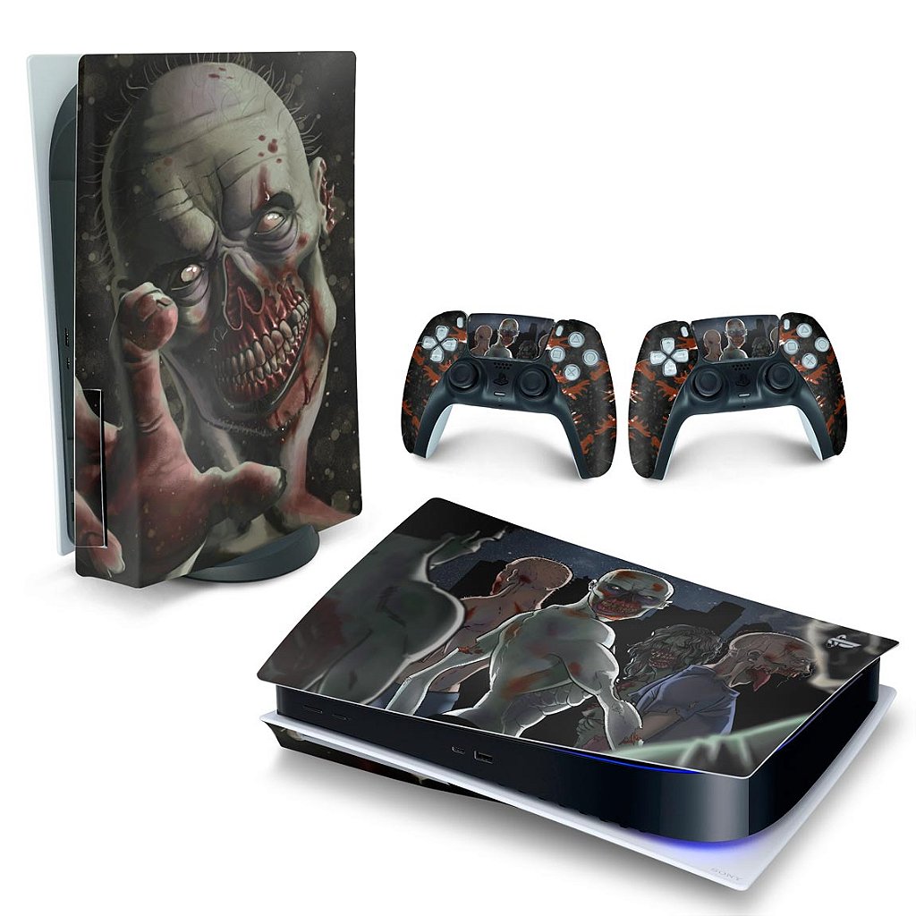 KIT Capa PS5 e Case Controle - Zombie Zumbi The Walking - Pop Arte Skins