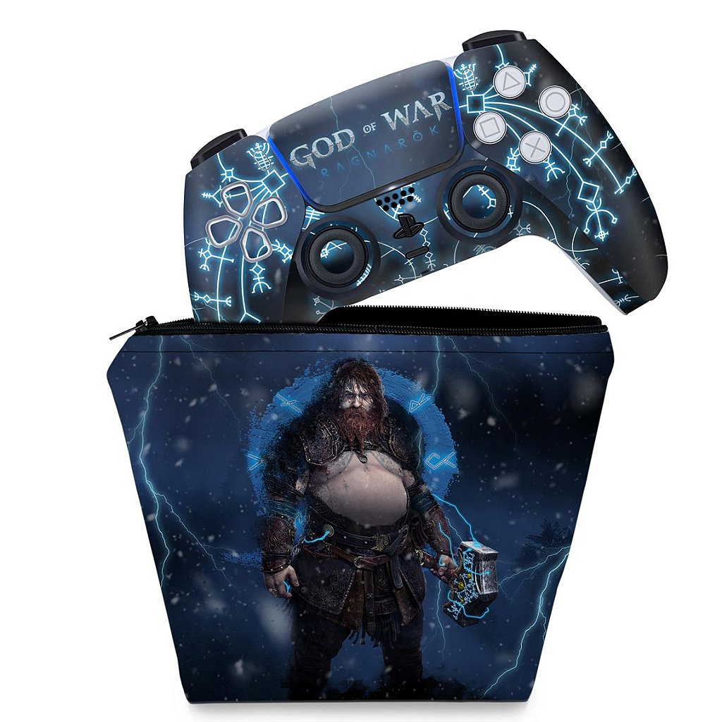 Capa Case e Skin Compatível PS5 Controle - God Of War Ragnarok