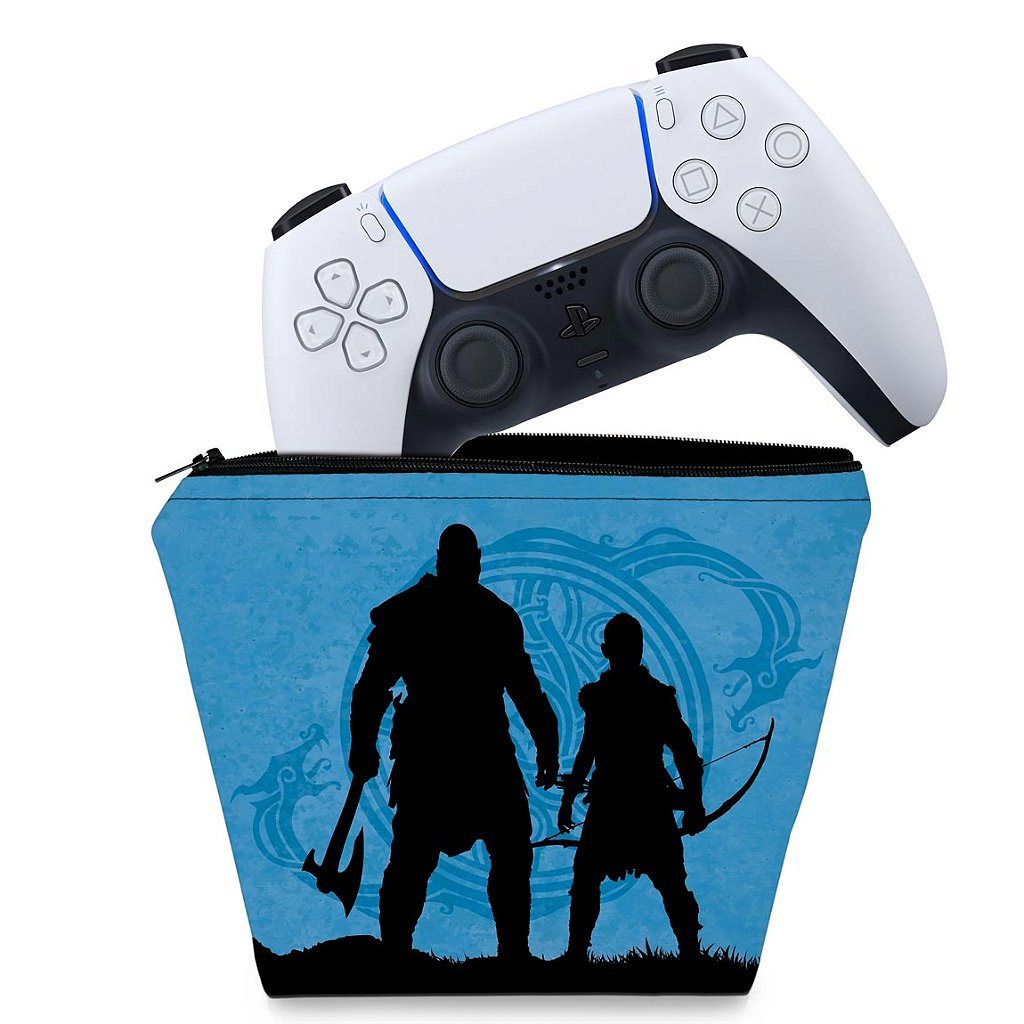 KIT Capa PS5 e Case Controle - God of War Ragnarok B - Pop Arte Skins