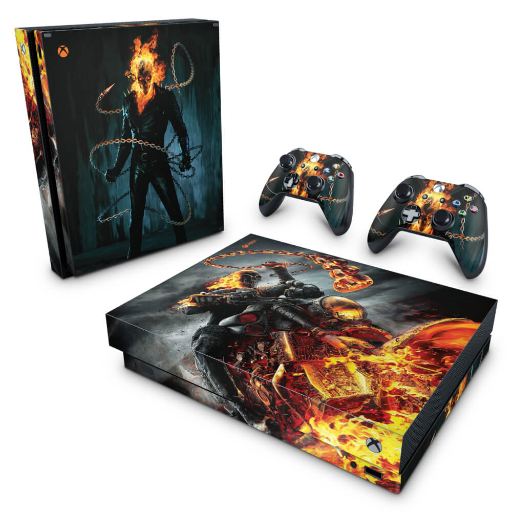 Xbox 360 Slim Skin - Ghost Rider - Motoqueiro Fantasma #A - Pop Arte Skins