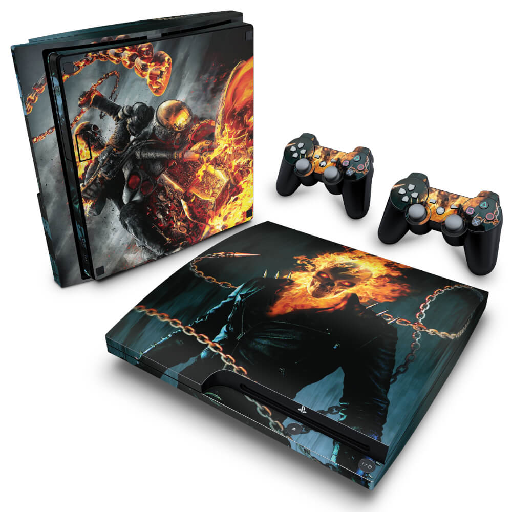 Xbox 360 Slim Skin - Ghost Rider - Motoqueiro Fantasma #A - Pop Arte Skins