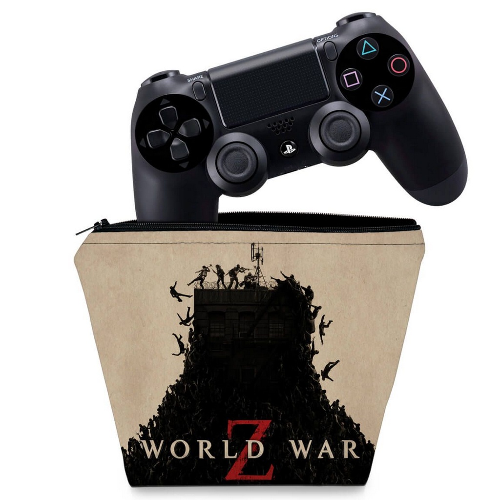 KIT PS4 Pro Skin e Capa Anti Poeira - World War Z - Pop Arte Skins