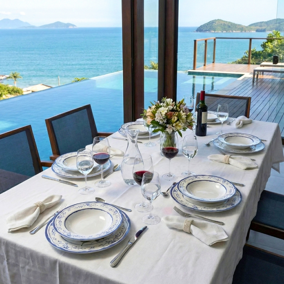 Aparelho de jantar em cerâmica mesa posta