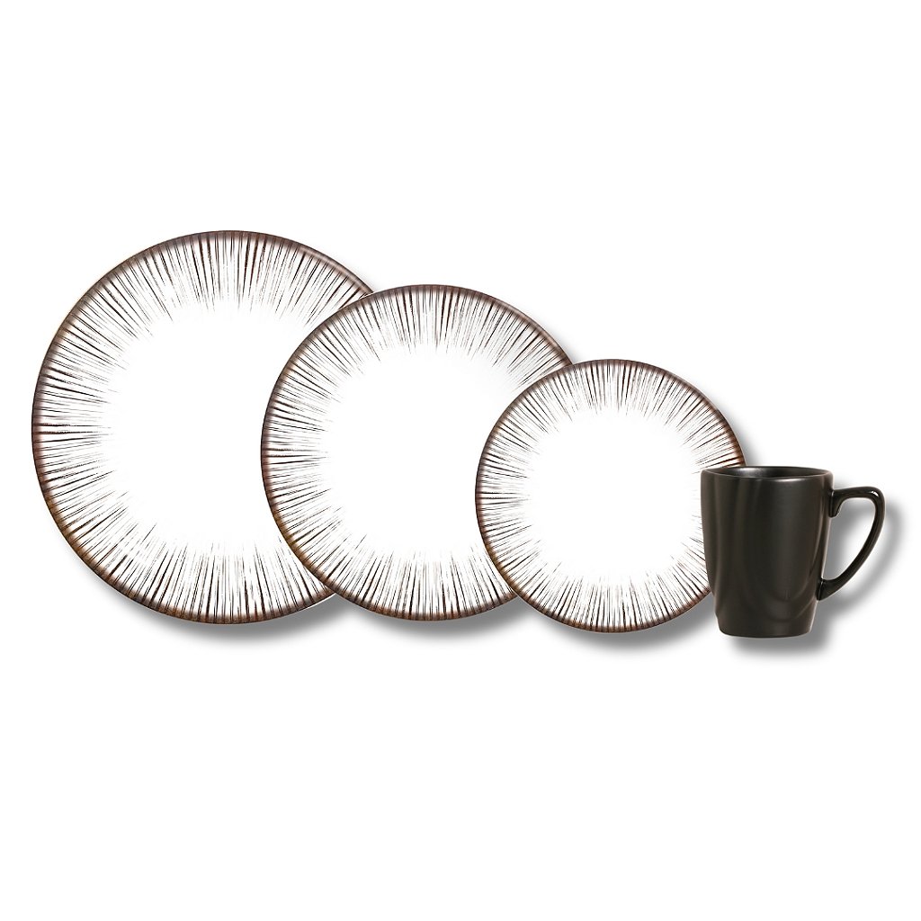 Aparelho de jantar Haya em preto e branco