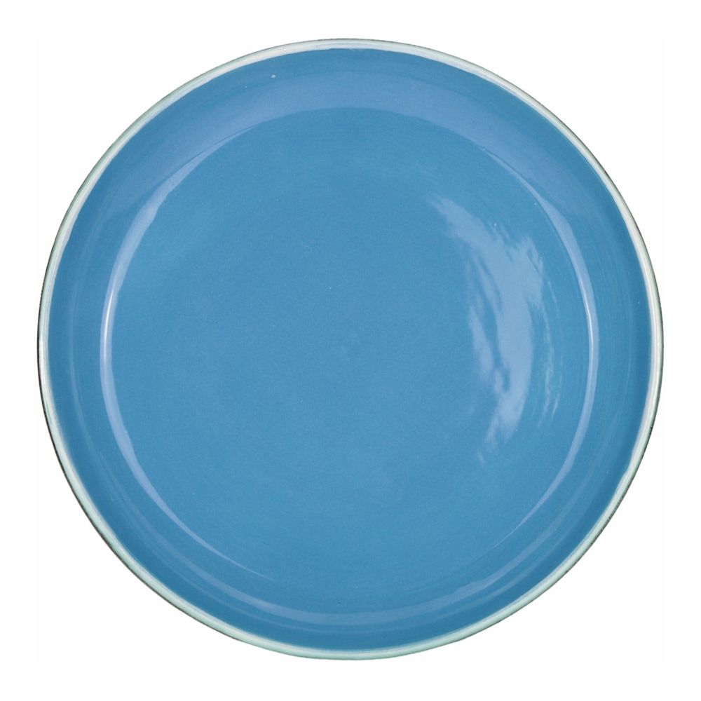 Prato raso Santorini azul feito à mão