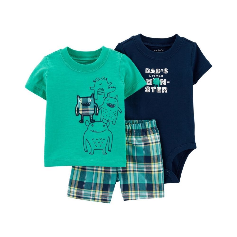 Camisa infantil xadrez manga longa verde, Carter's