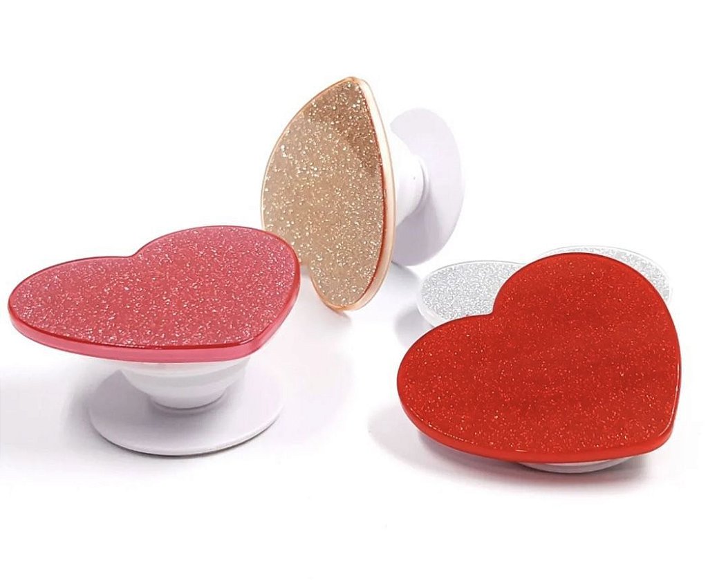 Pop Socket Glitter Coração | Diversas Cores - CarreGo Atacadista