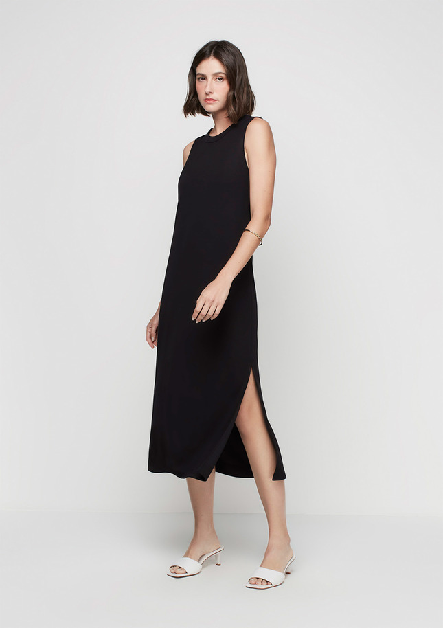 Vestido Midi Reto Com Fenda Dzarm Renata Baldam Store