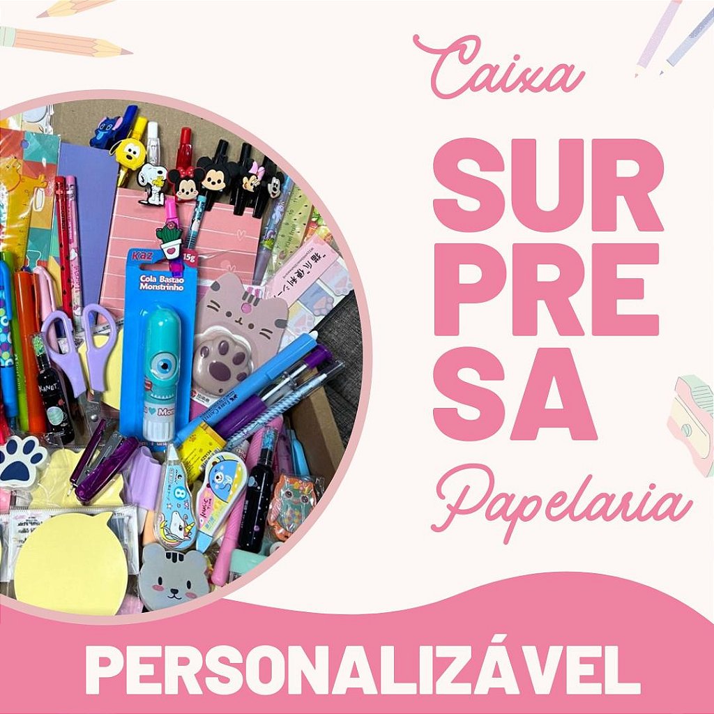 Caixa Surpresa Papelaria Kawaii 15 Itens + Muitos Brindes - Dupari