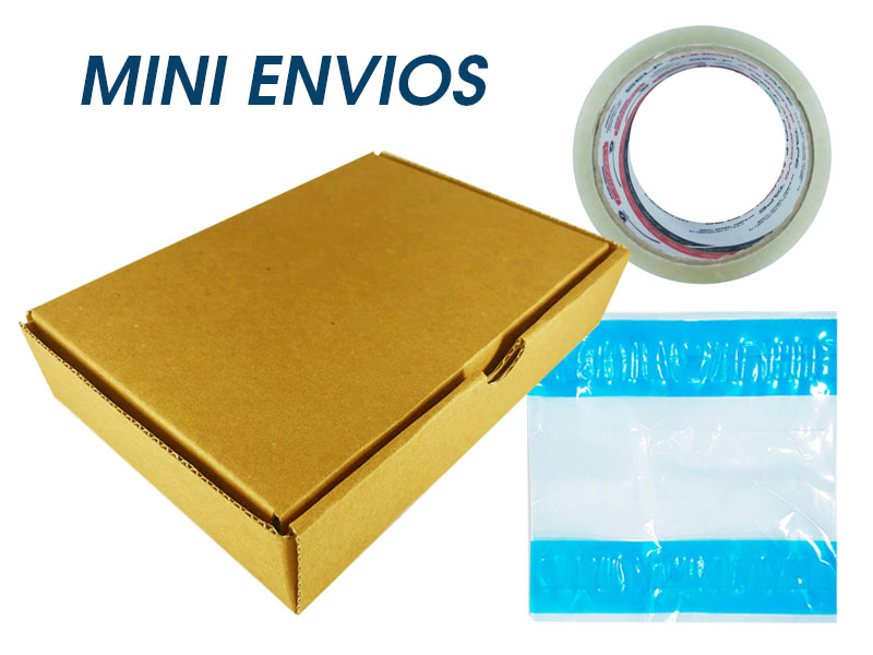 Kit para E-commerce Mini Envios 100 Caixas 16x11x3cm + 100 Sacos Canguru + 2 Fitas Adesivas