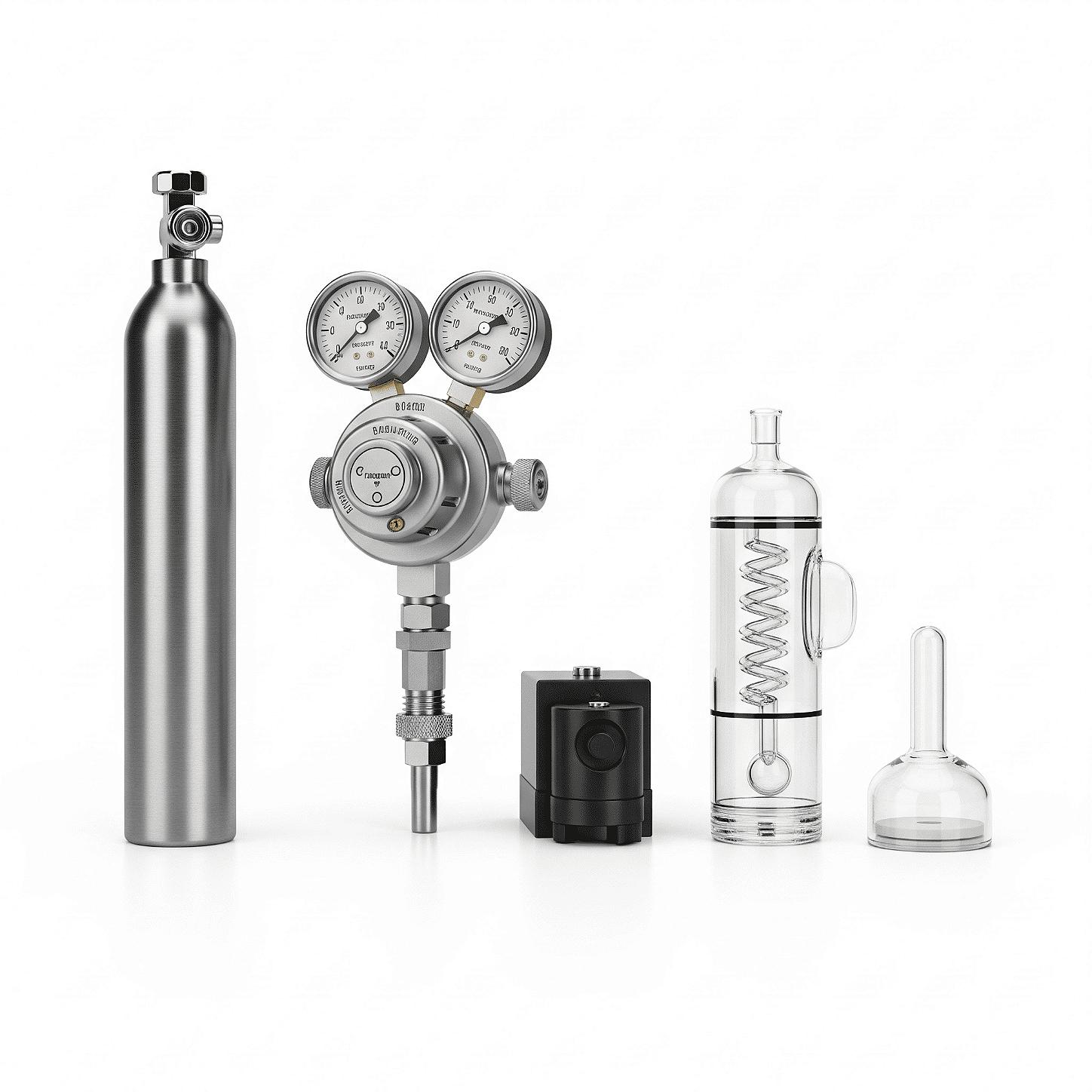 Diagrama ou foto de um kit completo de CO2 de cilindro para aquário.