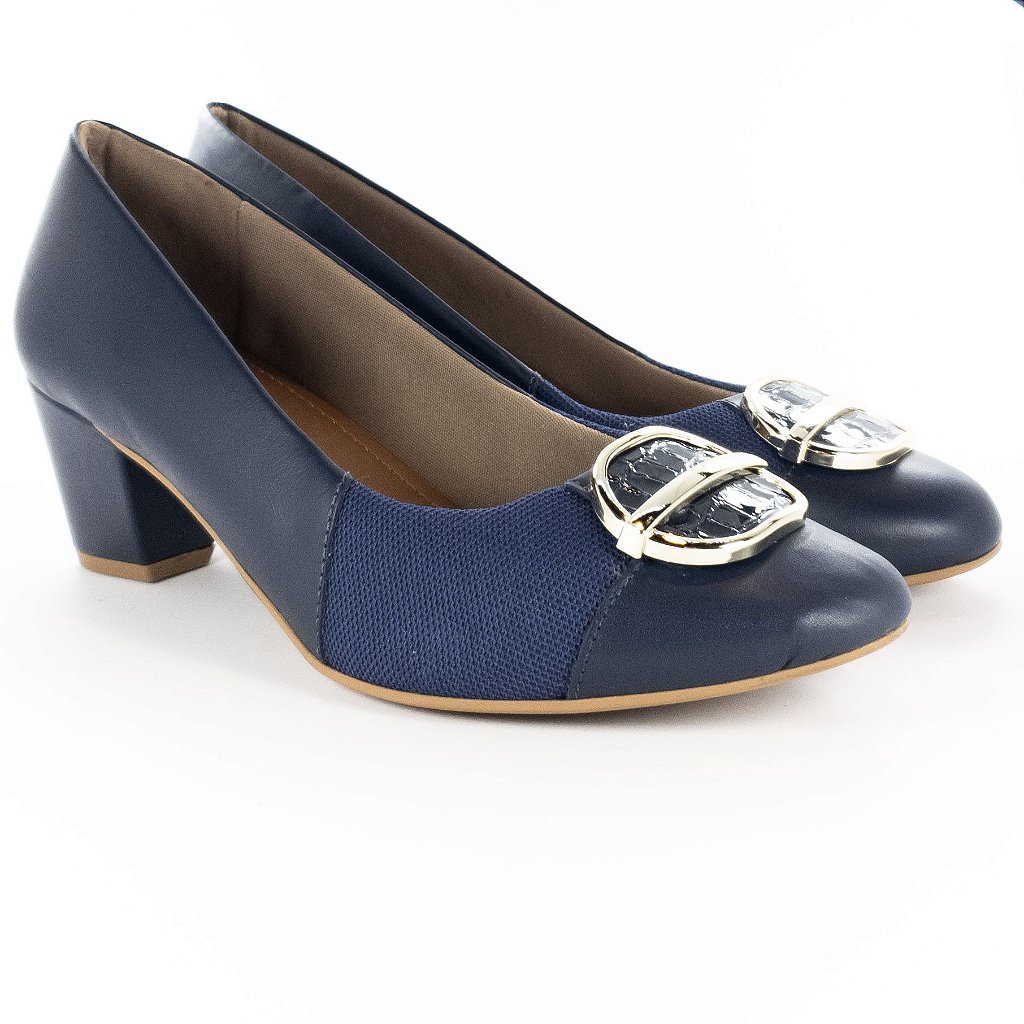 Sapato Usaflex Scarpin Azul Marinho Salto Médio - Lojas Micalce Calçados  Confortáveis e Moda e Acessórios