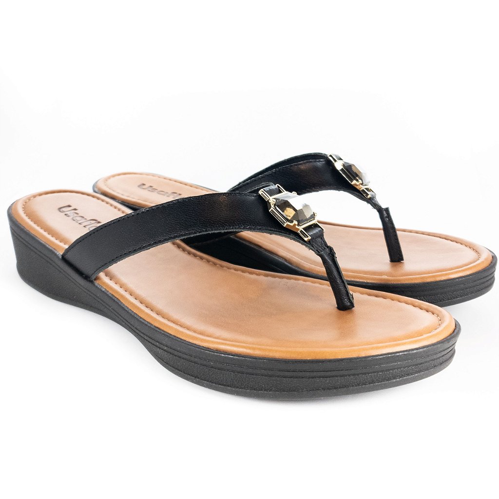Tamanco Usaflex Anabela Preto - Lojas Micalce Calçados Confortáveis e Moda  e Acessórios