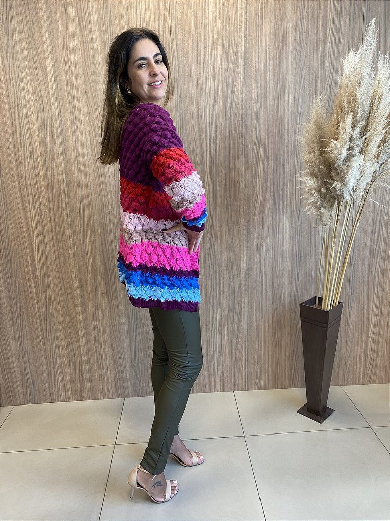 cardigan colorido feminino