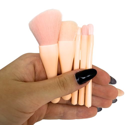 Kit de Pincel com Espelho Concha - 5 peças Sortidas - Virtual Make