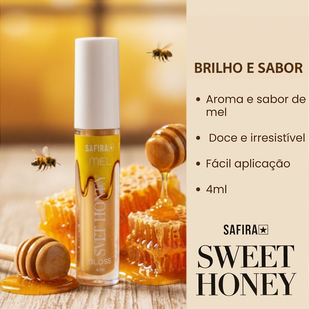 Gloss Sweet Honey Sabor Mel Safira – Maquiagem por 10 reais