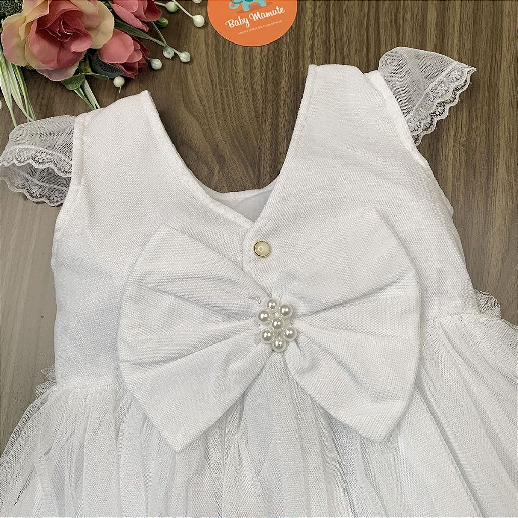 Vestido Branco Bebê Tule Princesa - Baby Mamute - Roupas para bebês e  crianças