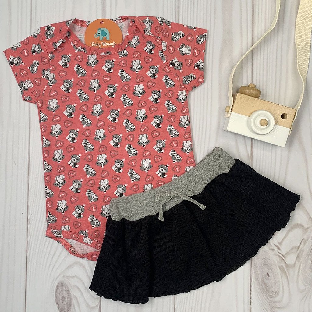 Conjunto de roupas Kawaii para bebês meninas de manga comprida com  suspensório floral e saias, macacão (marrom, 6 a 12 meses)