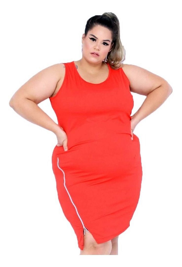 vestido canelado midi plus size