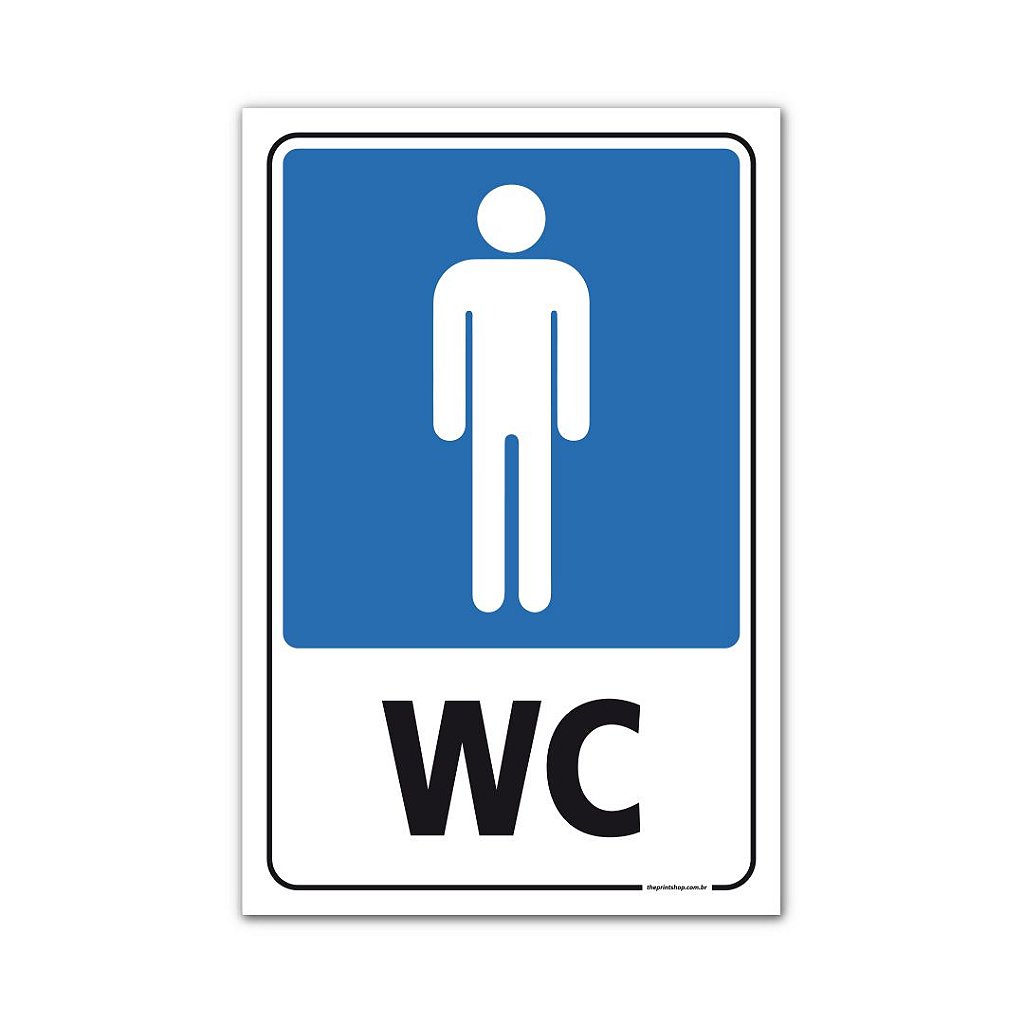 Placa De Sinalização Banheiro WC Masculino - Print Shop