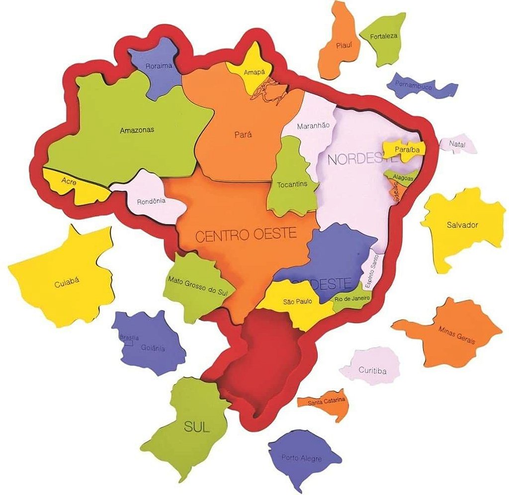 Mapa Brasil - Regiões - Estados E Capitais - Adoleta Brinquedos Educativos