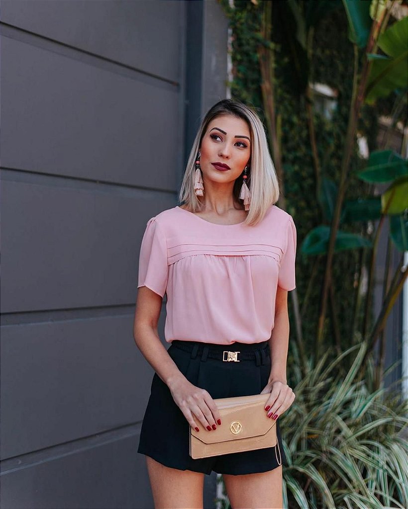 blusa rosa feminina social
