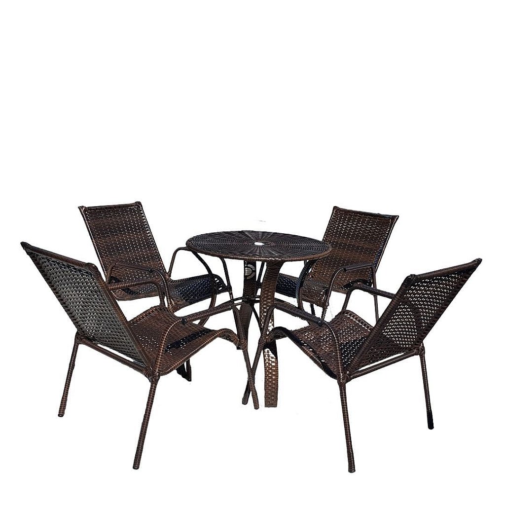 Conjunto De Mesa 4 Cadeira Jardim Varanda Fibra Sintética - R$ 2.140