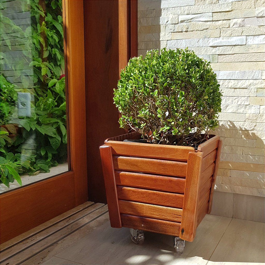 Kit 3 Vasos Cachepot de Madeira com Roda para Planta - Verde Garden - Tudo  para seu Paisagismo