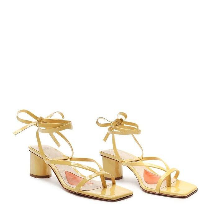 Schutz X Ginger Sandália Block Heel Lace-Up Yellow - Maestá Scarpa