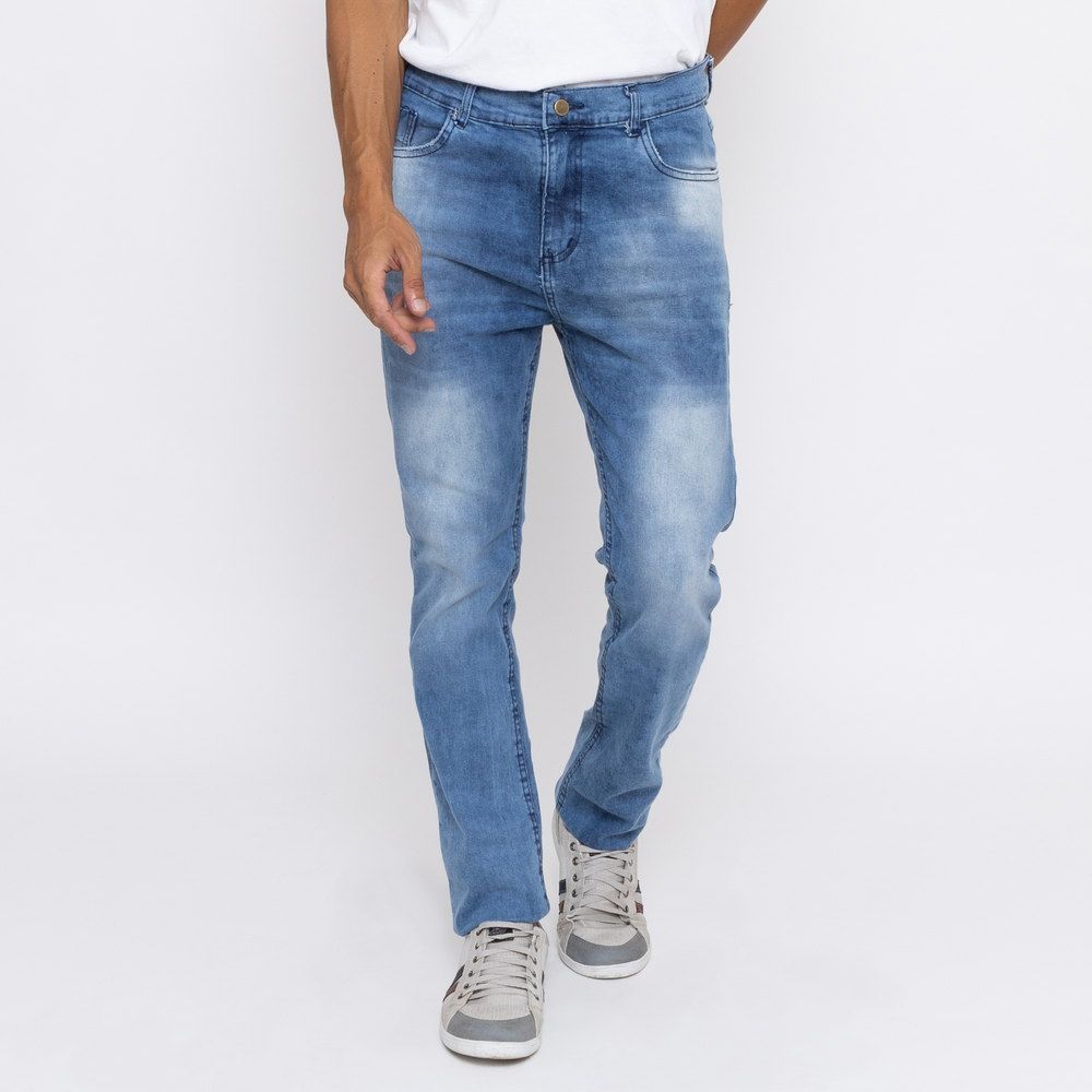 Calça Jeans Masculina Tradicional Lavagem Clara Manchada Premium Versatti  Huan - Compre calça jeans com ótimo preço aqui / Versatti jeans