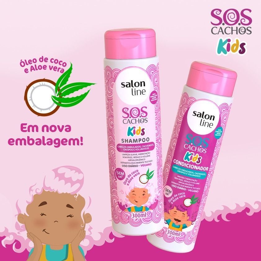 Kit Kids Shampoo E Condicionador Sos Cachos Salon Line Queridinhos Dos Cachos