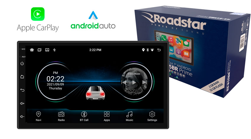Multimídia Prime CarPlay Slim Roadstar Tela Full Touch 7 +