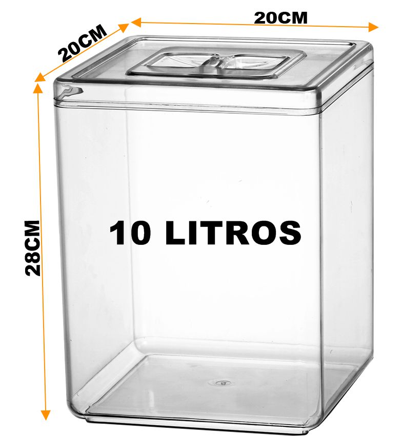 Pote PS Quadrado 10 litros - Brasil Plásticos