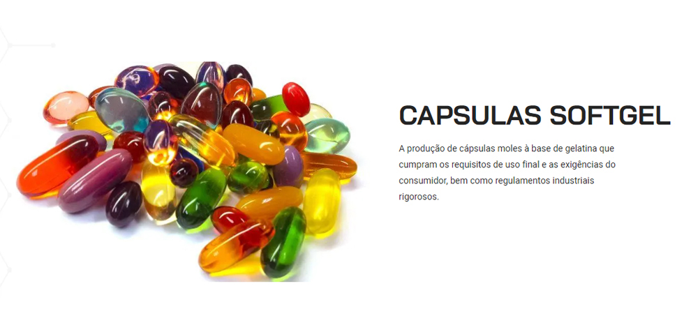 CAPSULAS SOFTGEL, A produção de cápsulas moles à base de gelatina que cumpram os requisitos de uso final e as exigências do consumidor, bem como regulamentos industriais rigorosos.