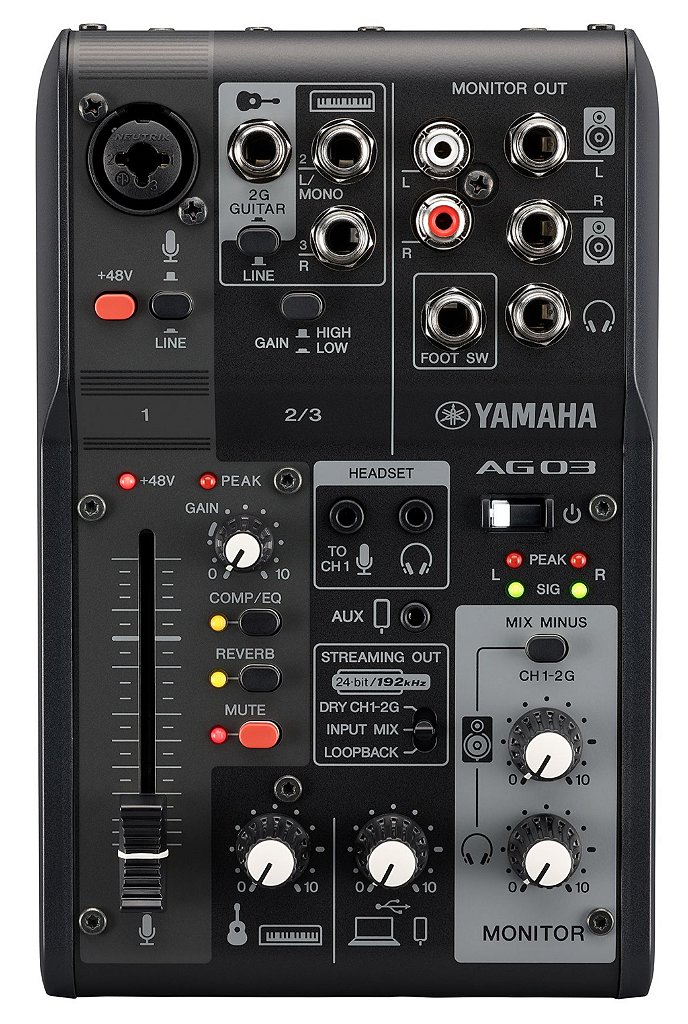 YAMAHA AG03mk2 オーディオインターフェース Yamaha AG03MK2 PRETA Mesa de Som interface USB 3 canais - Atelie