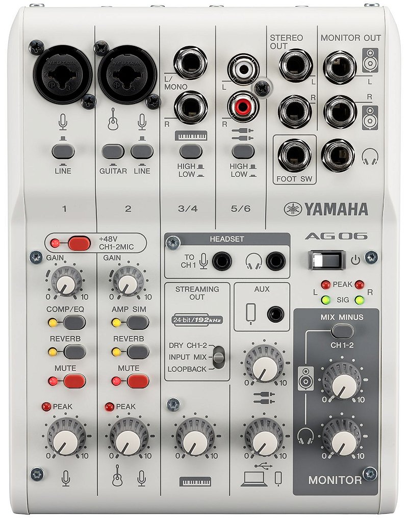 Yamaha AG06MK2 BRANCA - Atelie do Som - Audio Profissional e Estudio