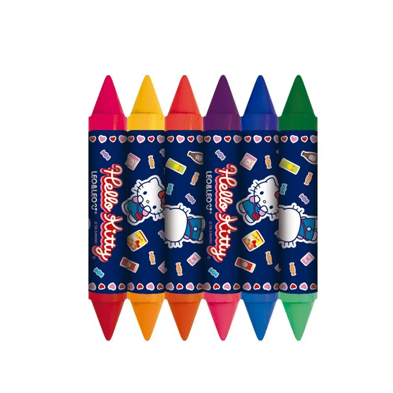 GIZ DE CERA BIG BICOLOR HELLO KITTY 12 CORES - LEONORA - WENCEL