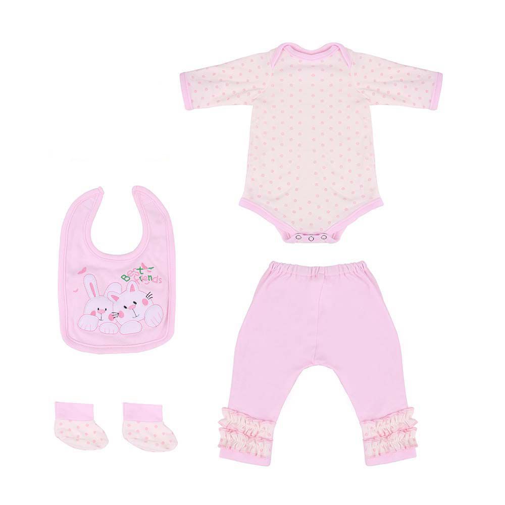 Roupa Para Boneca Bebê Reborn Coelho Com Bolinha, NPK DOLL, Rosa