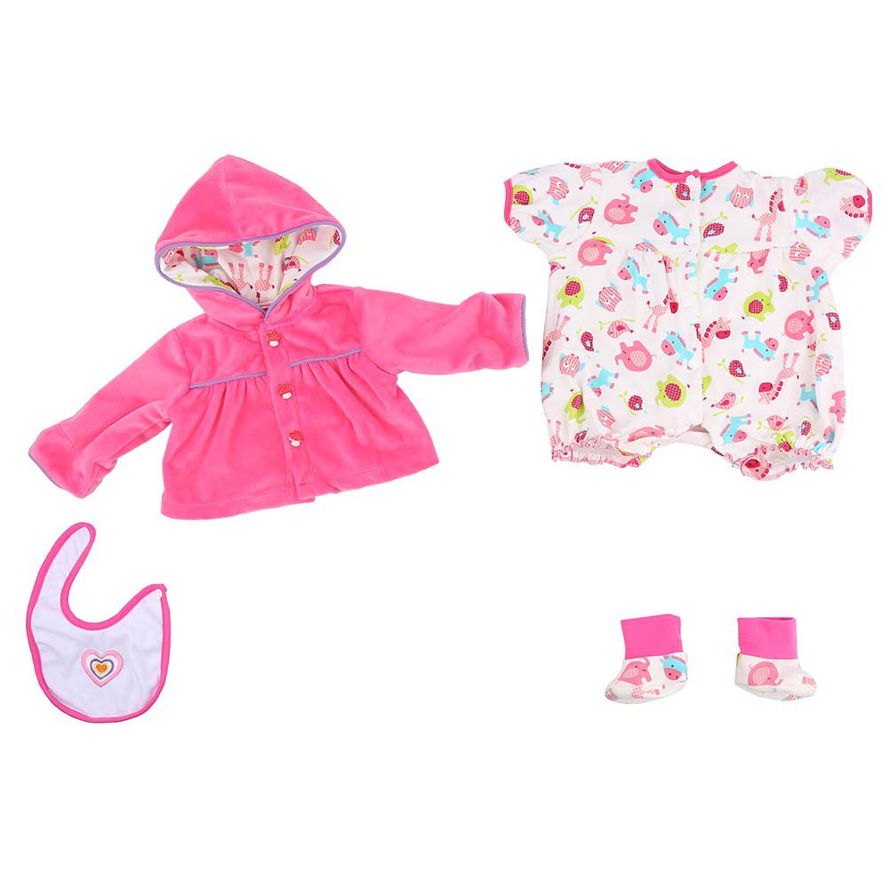 Roupa Para Boneca Bebê Reborn Com Casaco Rosa - Shiny Toys