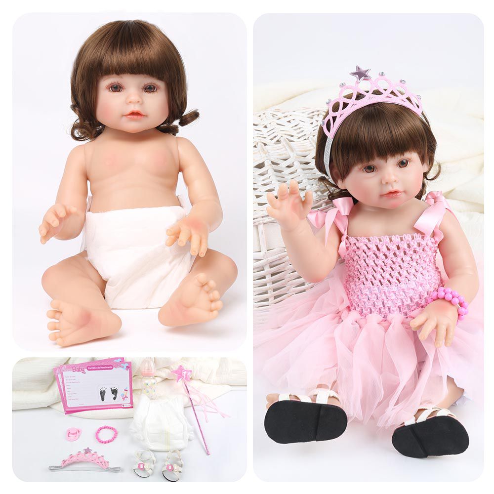 Boneca Bebe Reborn Laura Baby Daylin 18'' 100% vinil - Shiny Toys