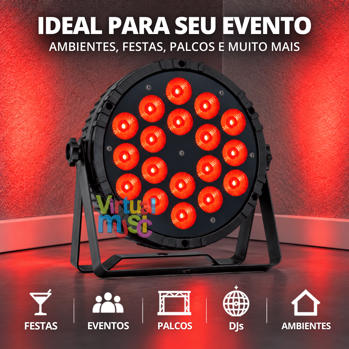 Par Led 18 Leds 12w Rgbw Dmx Quadriled 4in1 | Virtual Music