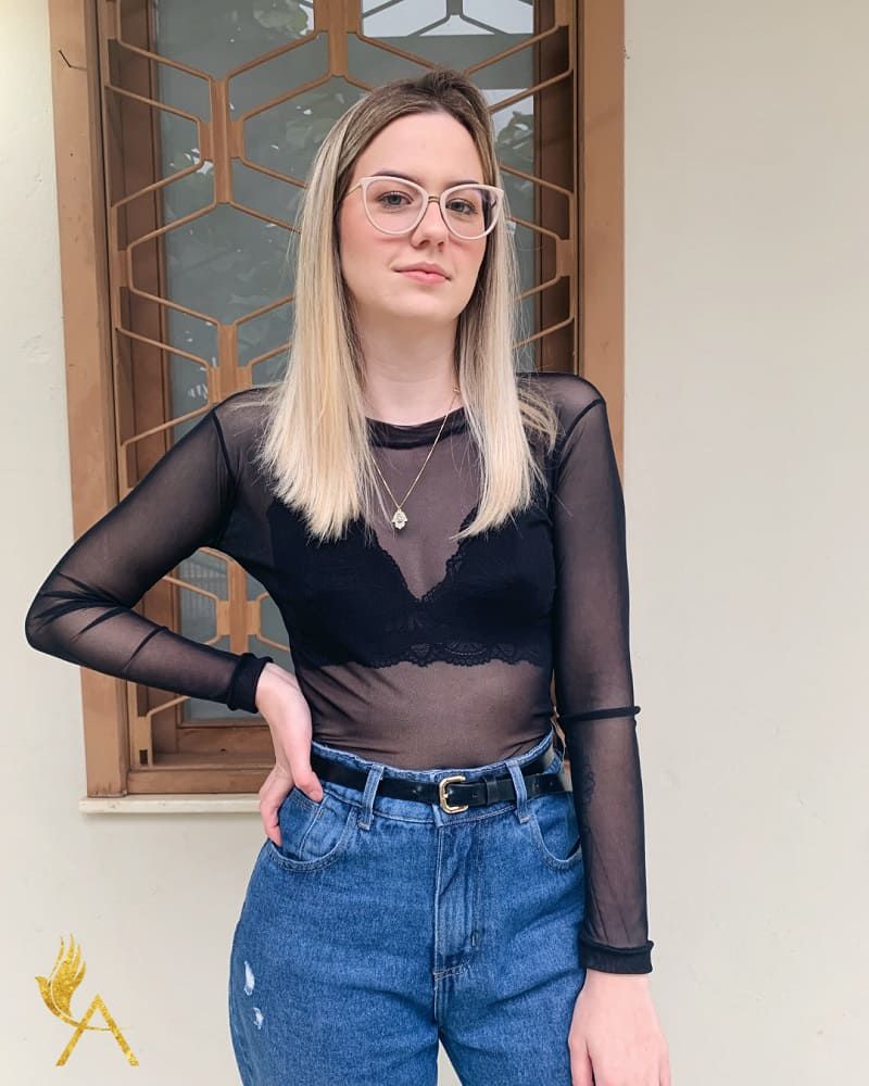 blusinha de tule manga longa