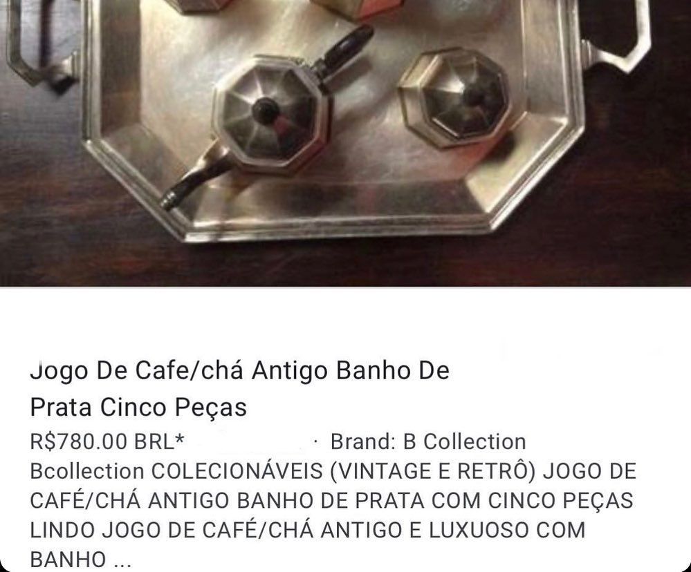 Jogo de Chá e Café Prata - Brechoinville Brechó Joinville