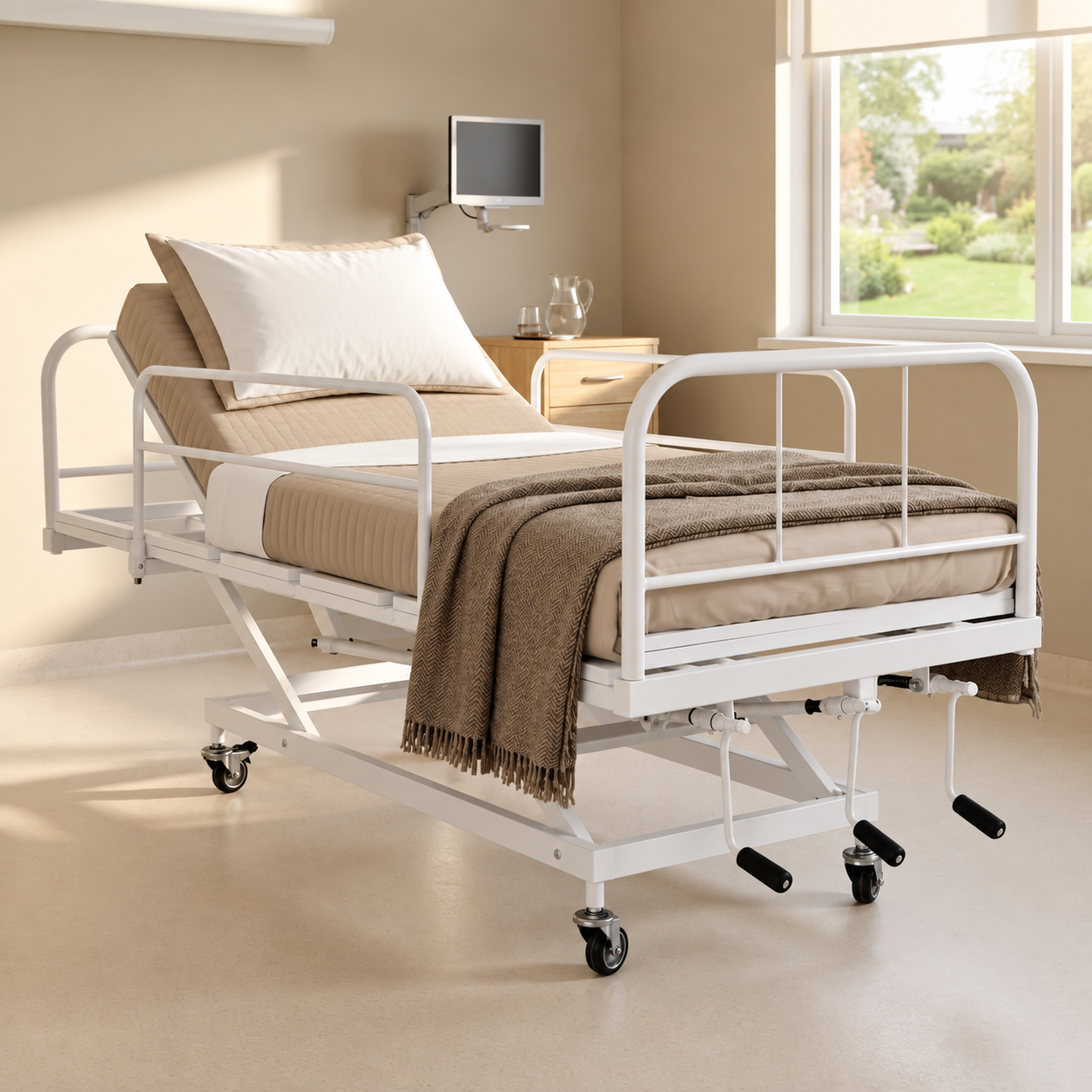 Cama Hospitalar Manual 3 Movimentos com Grades