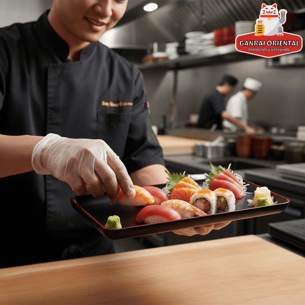 Bandeja Para Sushi Antiderrapante Retangular 38x28cm | Ganrai