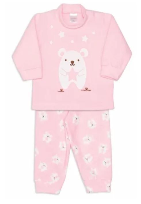 Pijama com botão na cintura bebê bichinhos de pano rosa de soft - Mimo Look  Moda Bebê