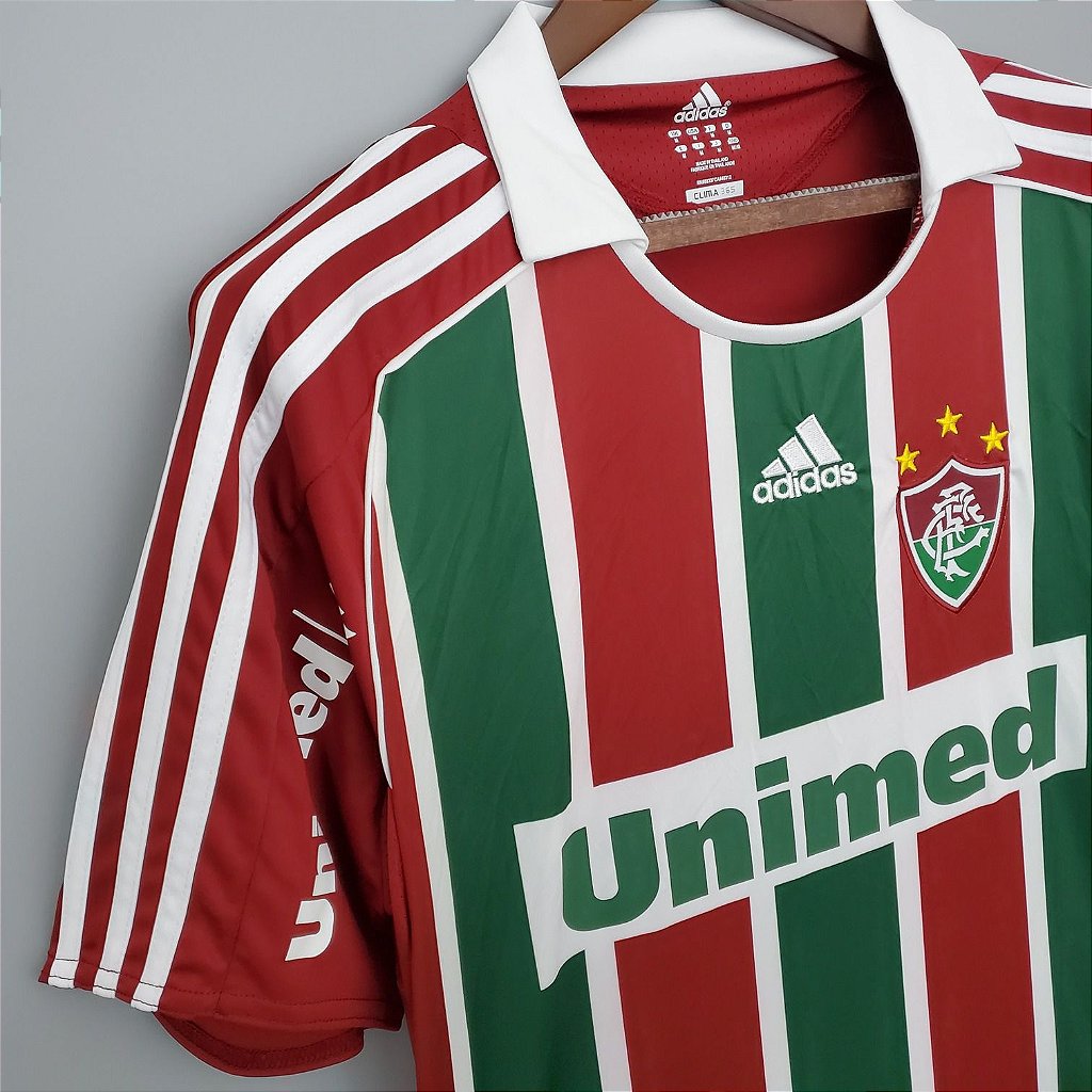 Camisa do Fluminense Adidas 2008-09 SN Torcedor Unimed Tricolor - CHUTEIRAS  MEIA ANTIDERRAPANTE CAMISA DE TIME
