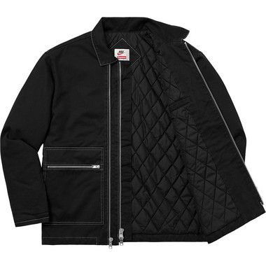 Supreme x Nike Jaqueta Double Zip Quilted Work Preta - Loro